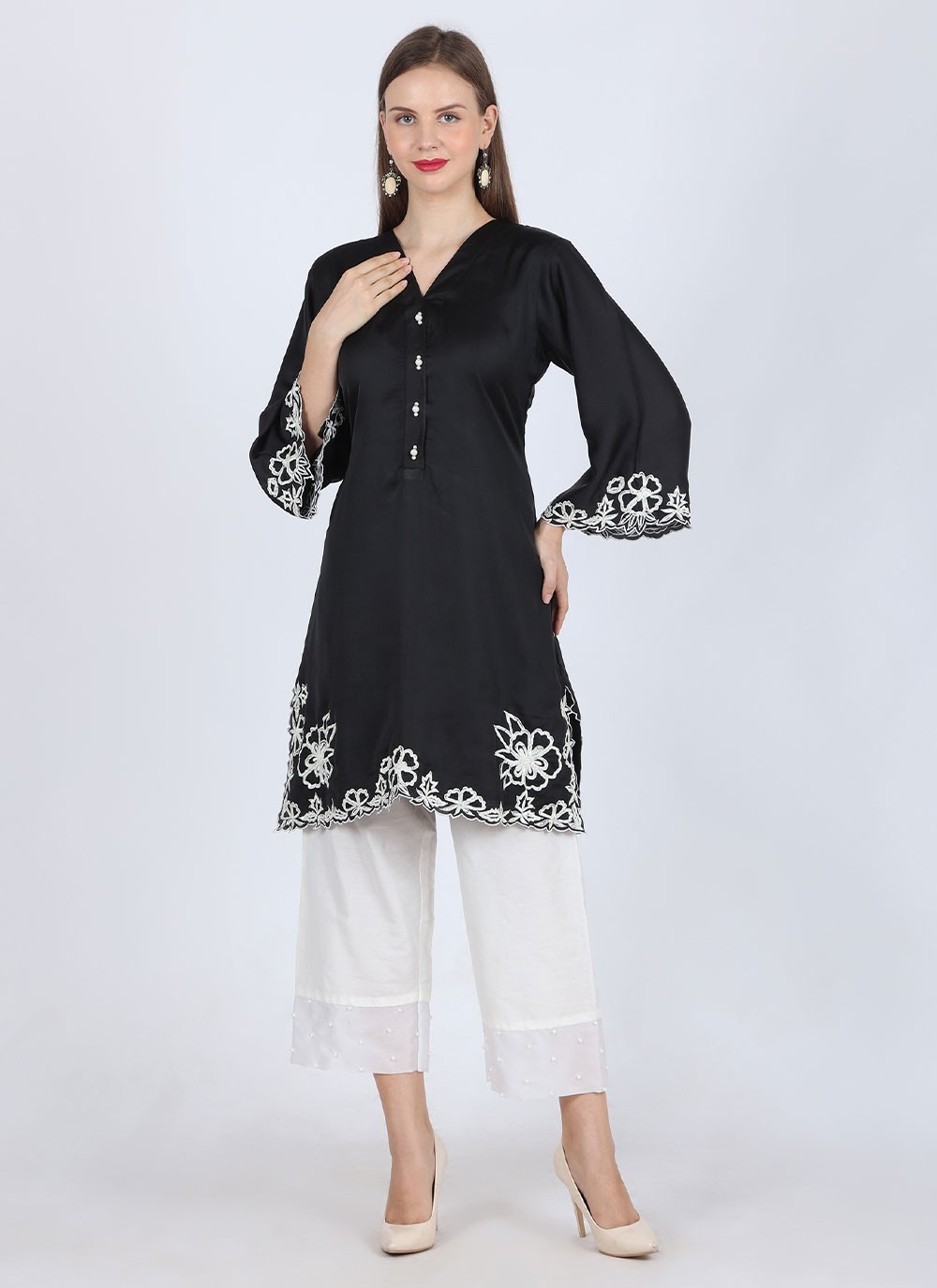 Silk Sequins Black Straight Salwar Suit