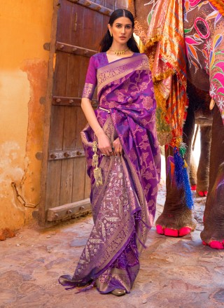 Silk Traditional Designer Saree in Purple