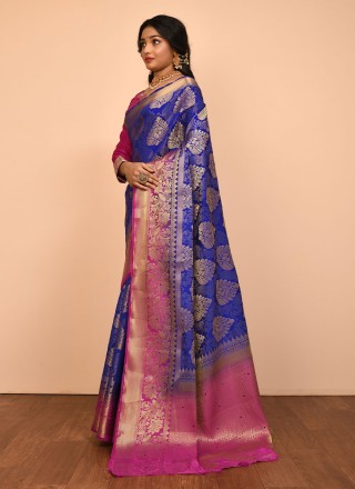 Silk Weaving Blue Designer Saree