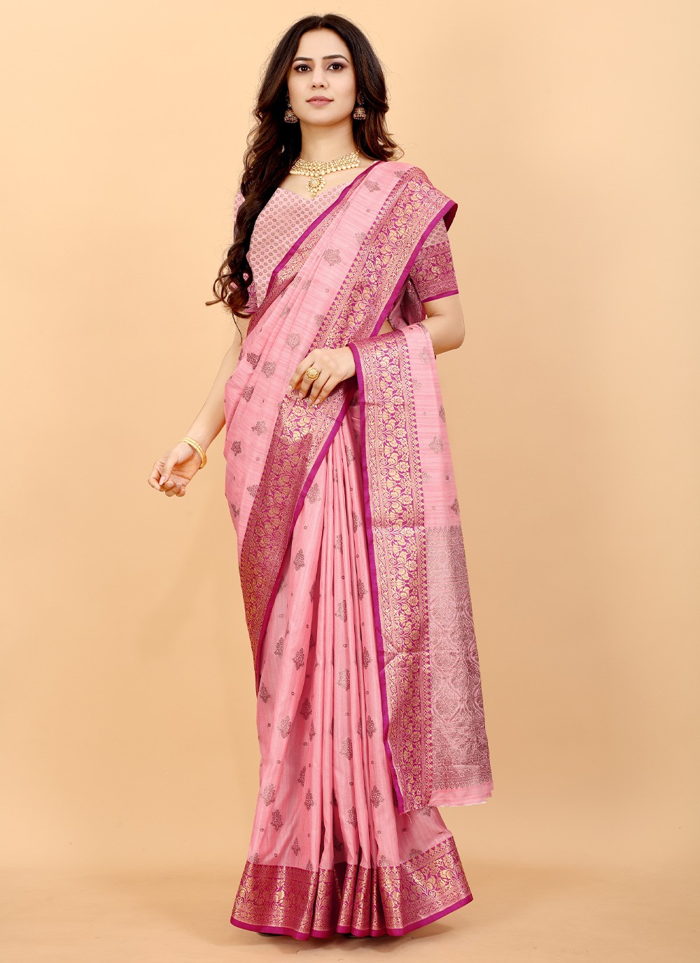 Silk Weaving Classic Designer Saree in Pink