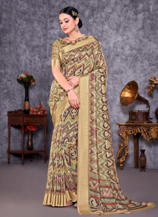 Silk Weaving Contemporary Saree in Multi Colour