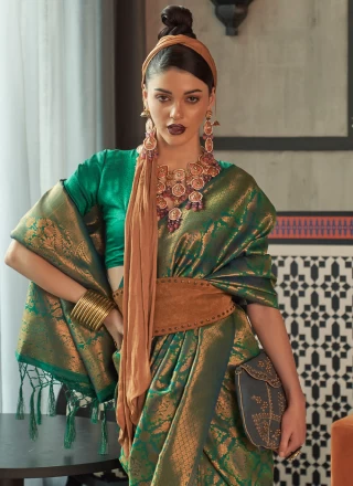 Silk Weaving Green Trendy Saree