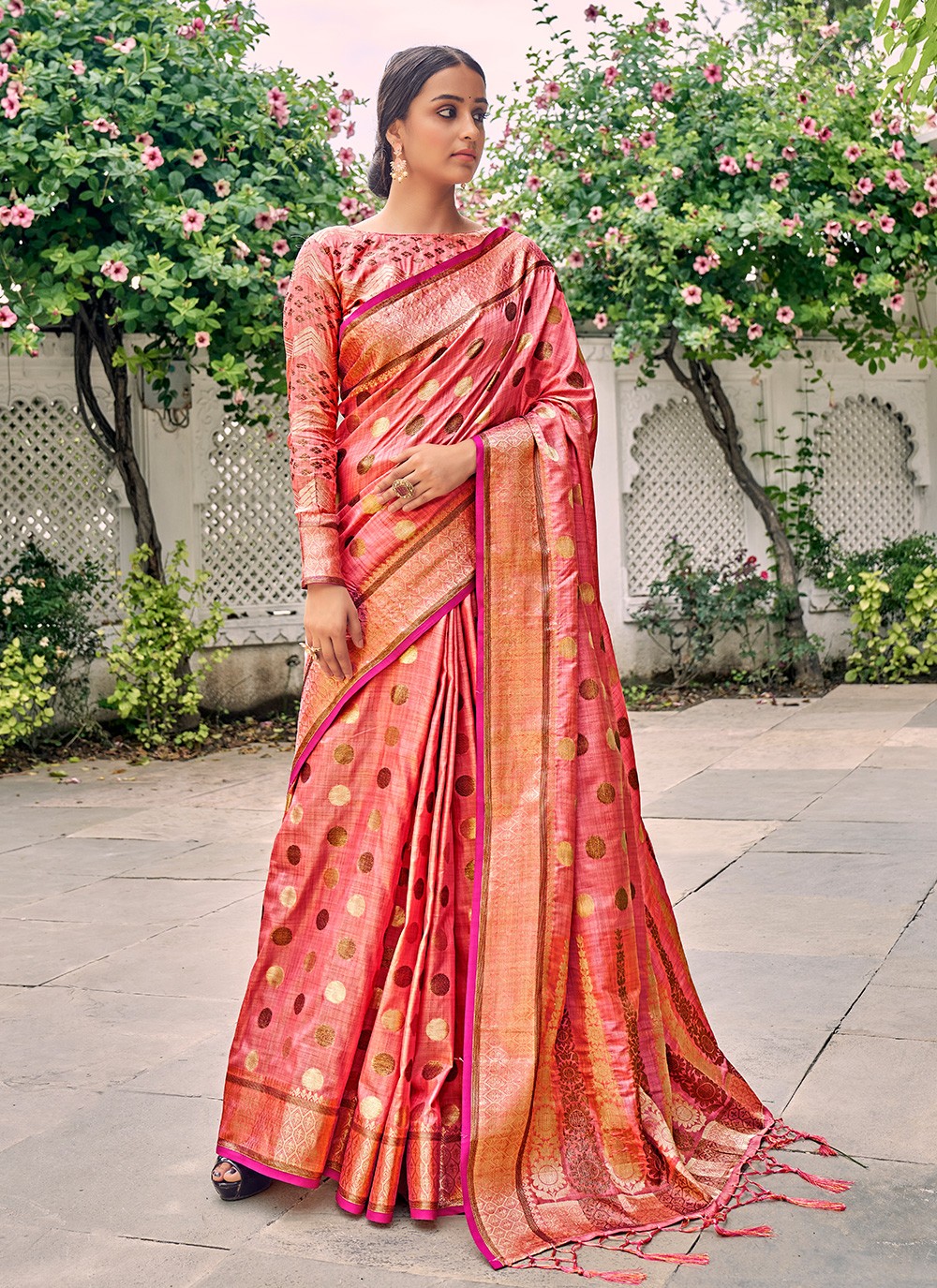 Silk Weaving Pink Designer Saree