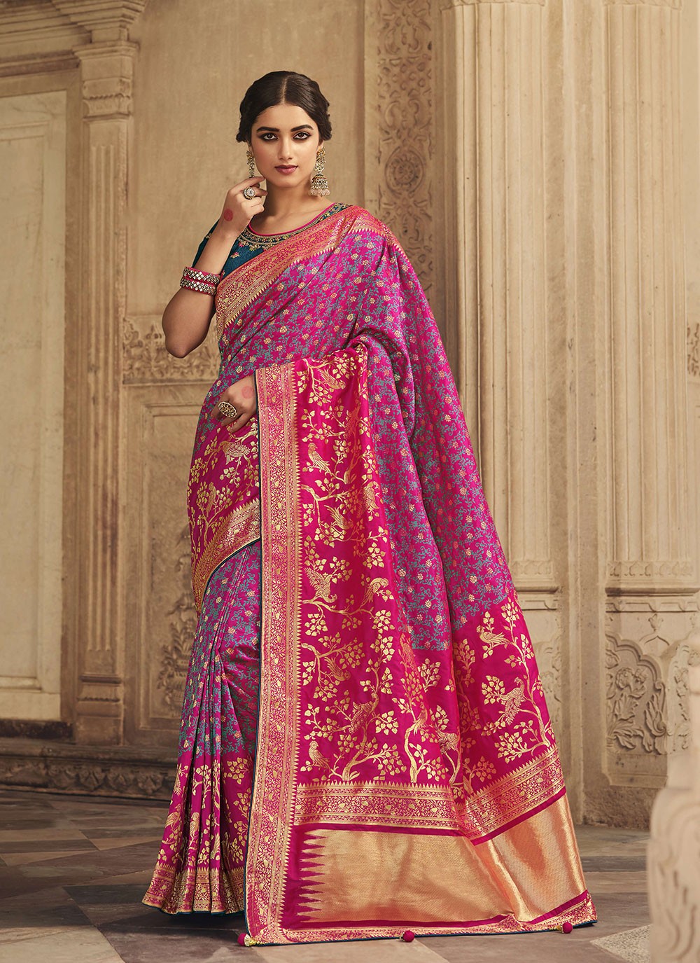 Silk Weaving Purple Designer Traditional Saree