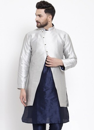 Silver Dupion Silk Fancy Jacket Style
