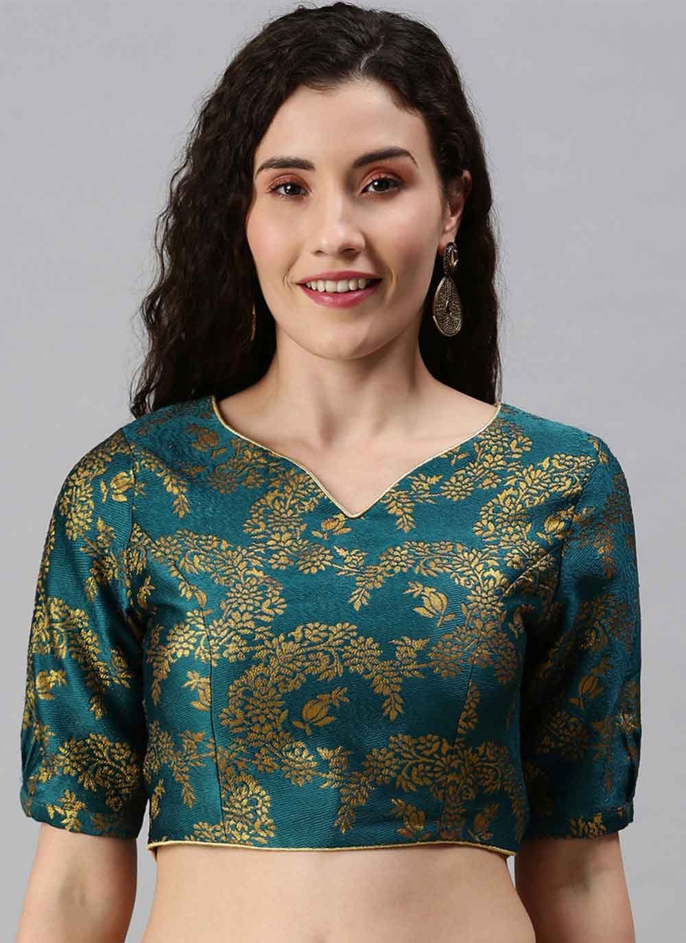 Teal Jacquard Blouse