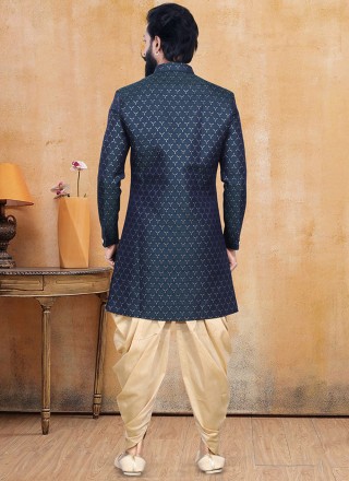Teal Jacquard Fancy Dhoti Kurta