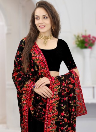 Traditional Saree Embroidered Georgette in Black