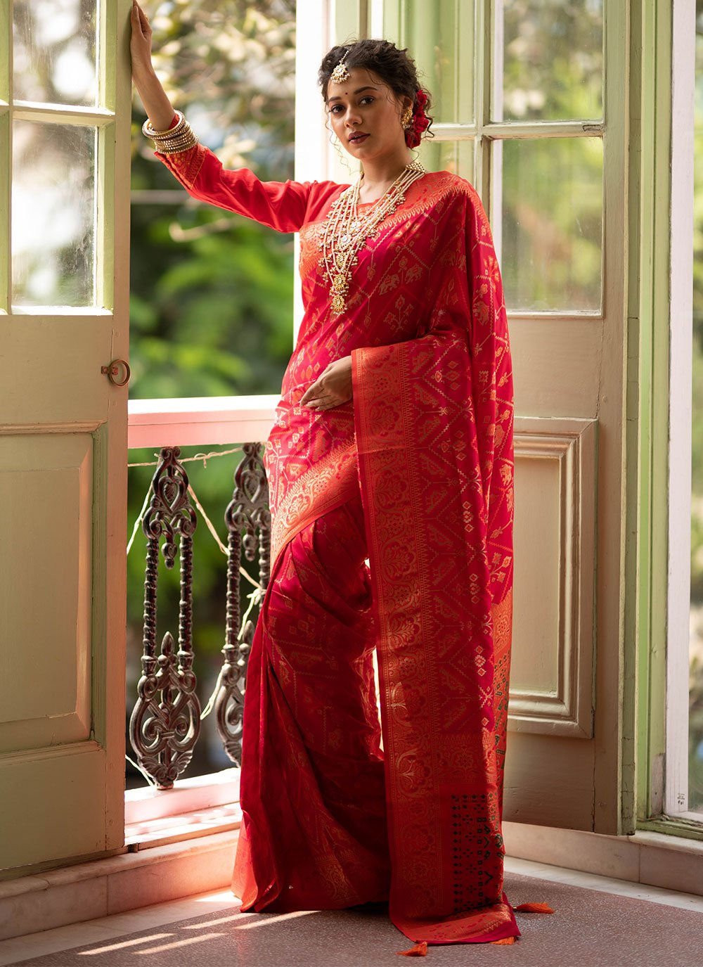 Traditional Saree Weaving Patola Silk  in Red