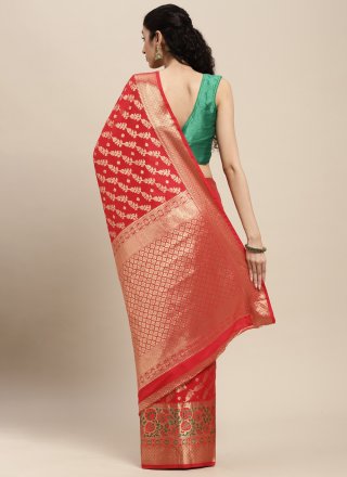 Traditional Saree Weaving Silk Blend in Red