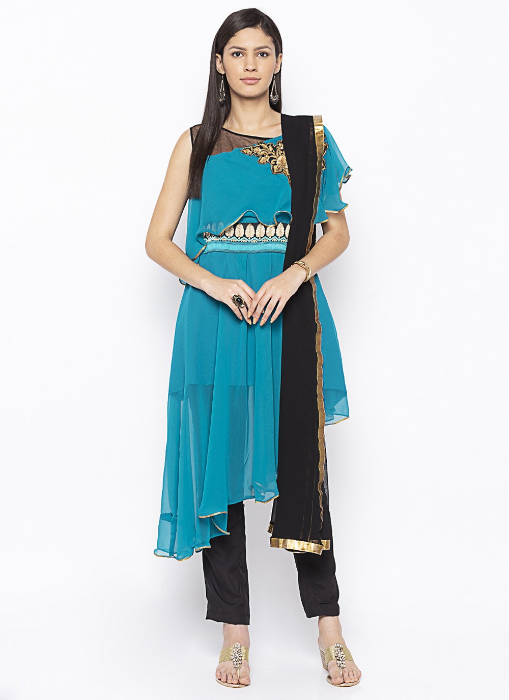 Turquoise Color Readymade Suit