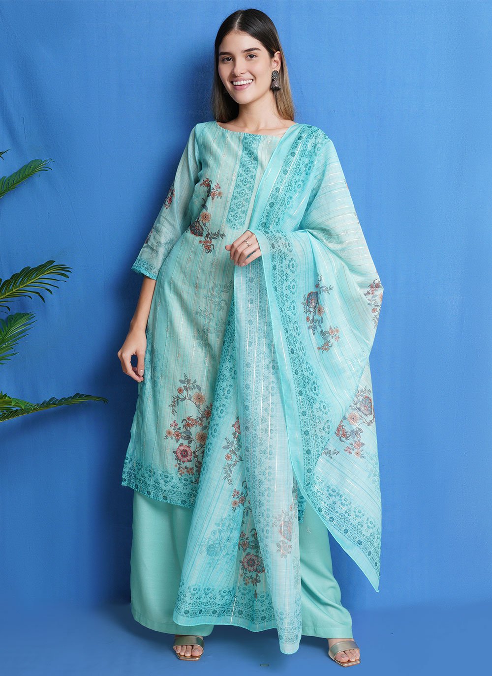 Turquoise Color Trendy Salwar Suit