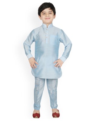 Turquoise Dupion Silk Kurta Pyjama