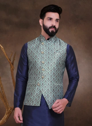 Turquoise Fancy Mehndi Nehru Jackets