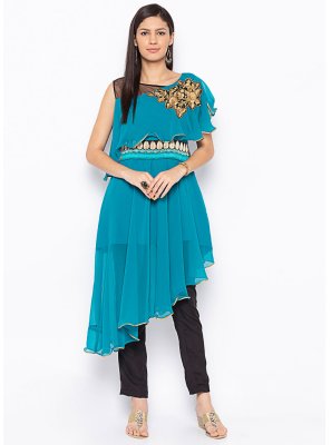 Turquoise Party Casual Kurti