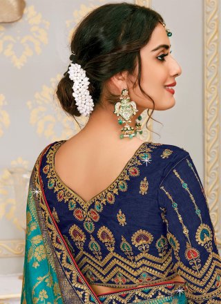 Turquoise Silk Designer Saree