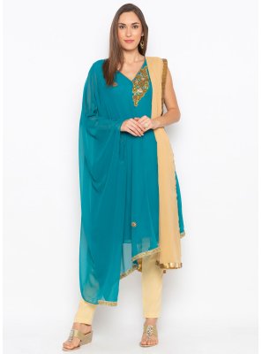 Turquoise Wedding Georgette Trendy Salwar Suit