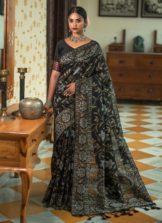 Tussar Silk Black Classic Saree