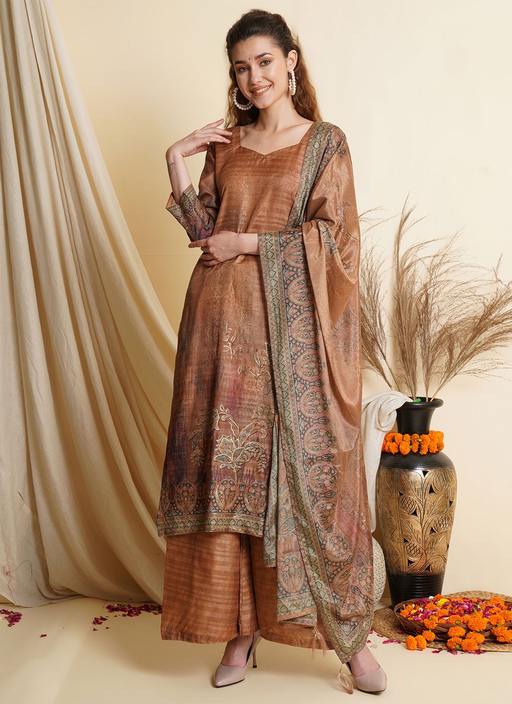 Tussar silk shop suits online shopping