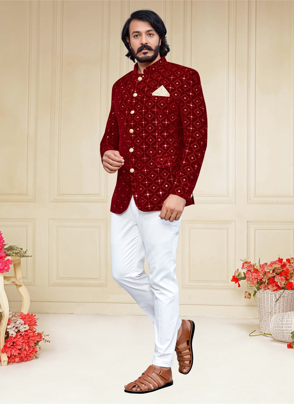 maroon jodhpuri