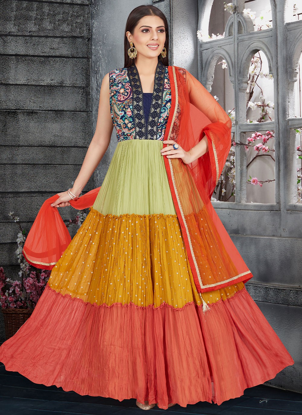 Velvet Multi Colour Trendy Gown