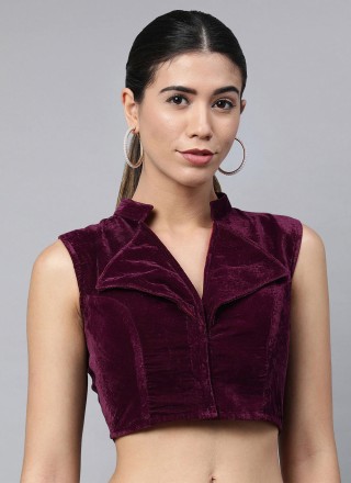 Velvet Plain Purple Designer Blouse