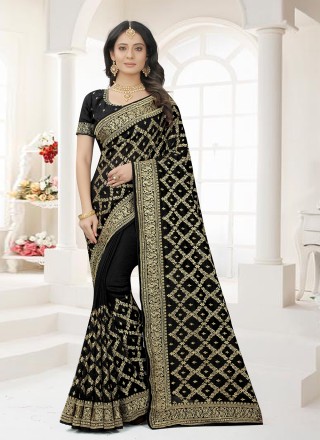 Black Colour Georgette With Sequence Embroidery Multi Thread Work Saree  Designer Saree Party Wear Saree Ready to Wear Indian Saree - Etsy