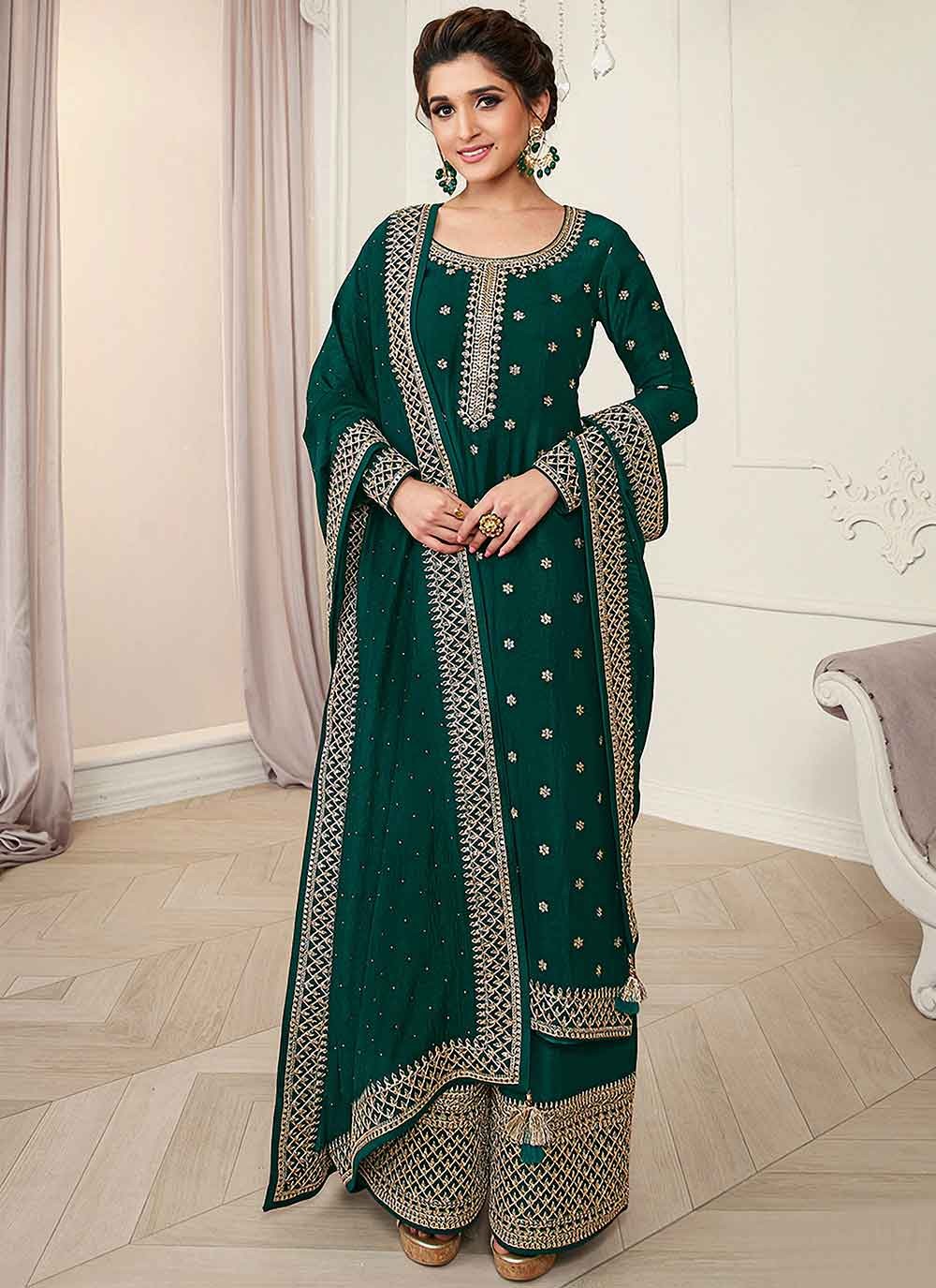 Vichitra Silk Embroidered Designer Pakistani Salwar Suit