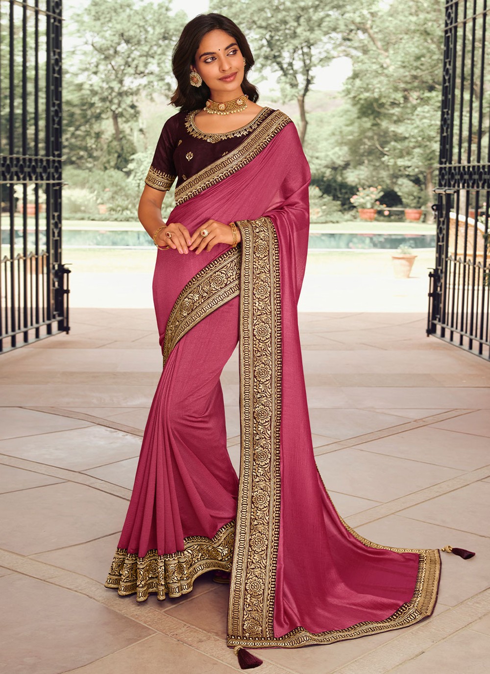 Shop Online Vichitra Silk Festival Traditional Saree : 231706