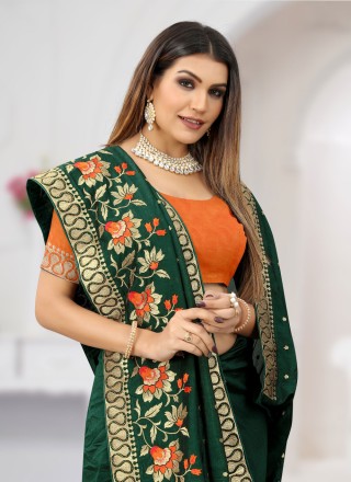 Vichitra Silk Wedding Designer Saree