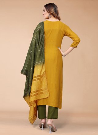 Viscose Embroidered Mustard Straight Salwar Suit