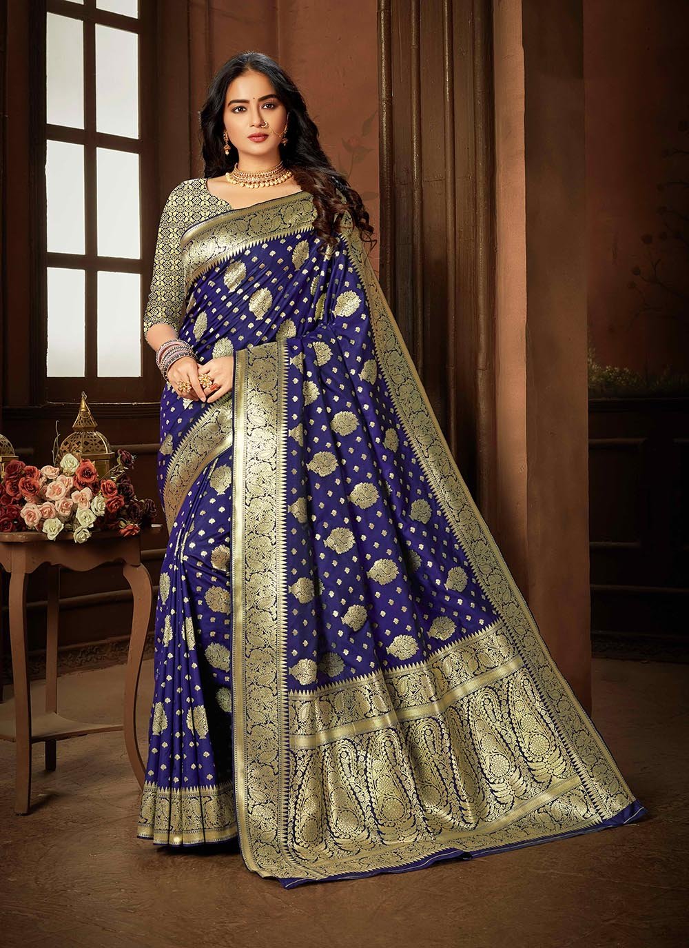 Weaving Art Silk Blue Trendy Saree