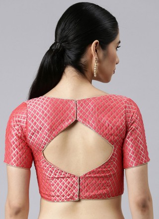 Weaving Banarasi Jacquard Designer Blouse in Pink