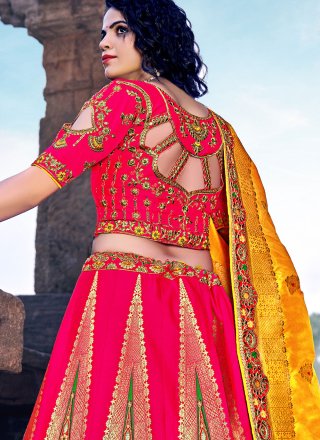 Weaving Banarasi Silk Pink A Line Lehenga Choli
