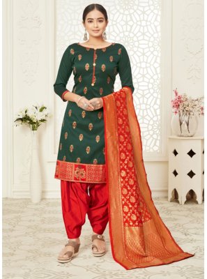 Weaving Cotton Silk Punjabi Suit