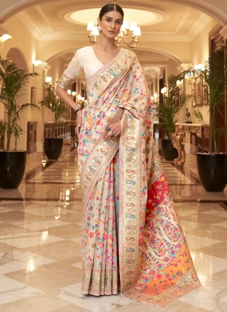 Weaving Handloom silk Trendy Saree in Peach