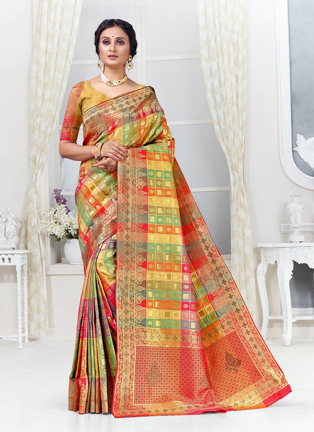 Weaving Multi Colour Traditional Saree