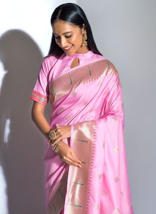 Weaving Pink Traditional Designer Saree