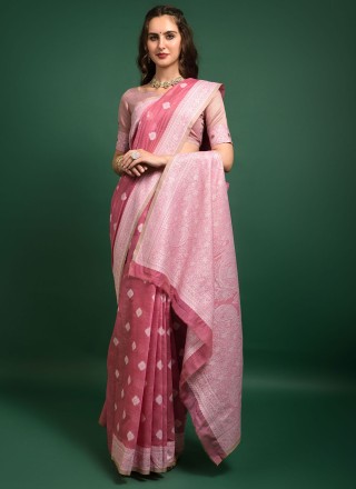 Weaving Pink Traditional Saree