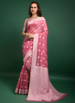 Weaving Pink Traditional Saree