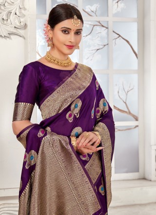 Weaving Purple Classic Saree