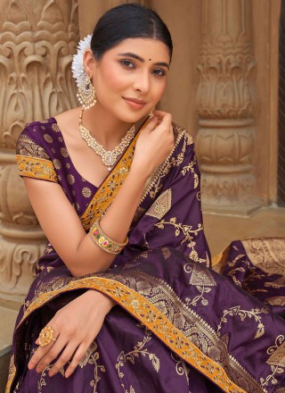 Weaving Purple Designer Saree