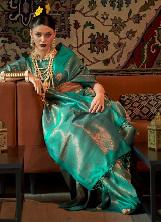 Weaving Rama Silk Designer Saree