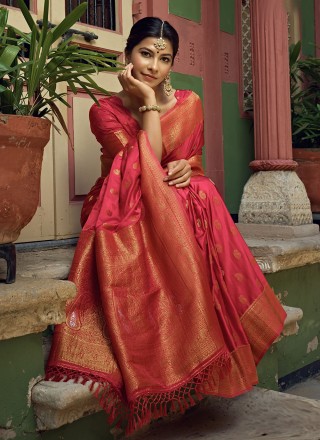 Weaving Red Classic Saree