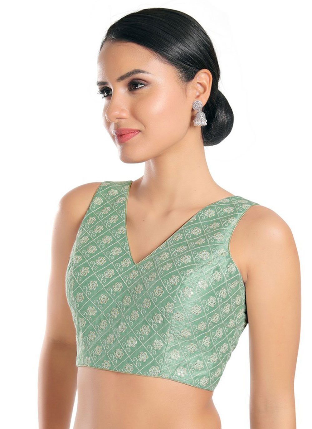 Weaving Silk Designer Blouse in Green