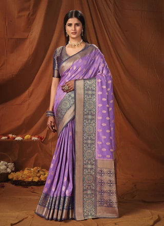 Weaving Silk Designer Saree in Lavender