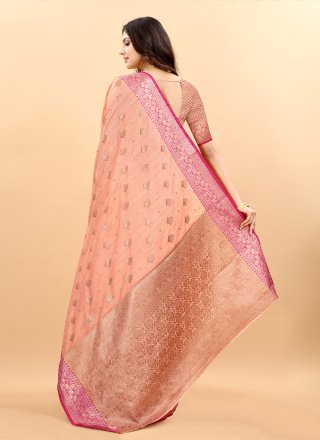 Weaving Silk Traditional Designer Saree in Peach
