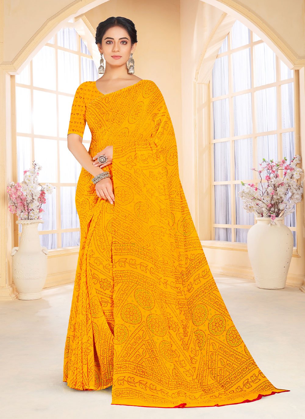 Weight Less Casual Saree in Yellow