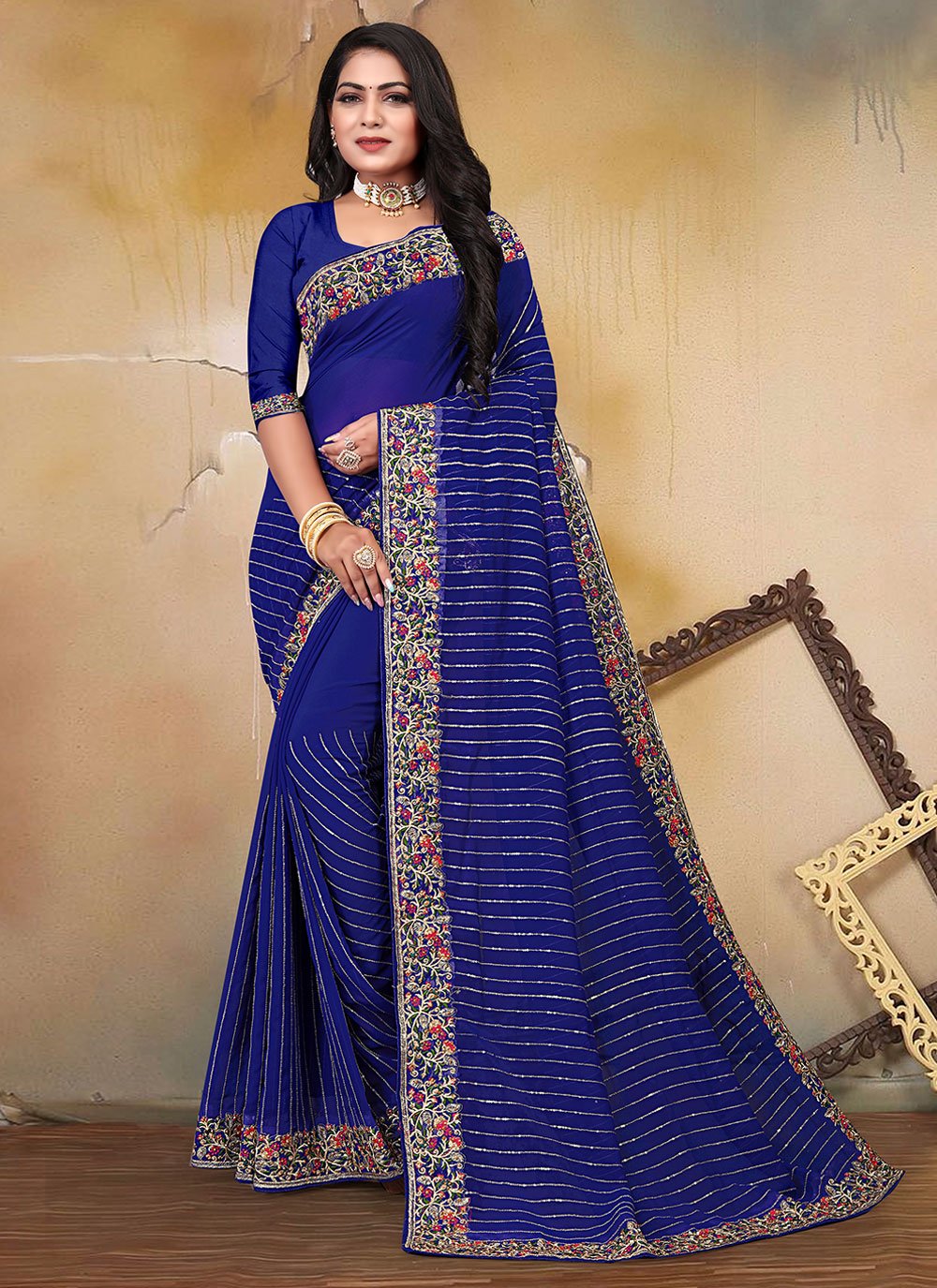Weight Less Contemporary Saree in Blue