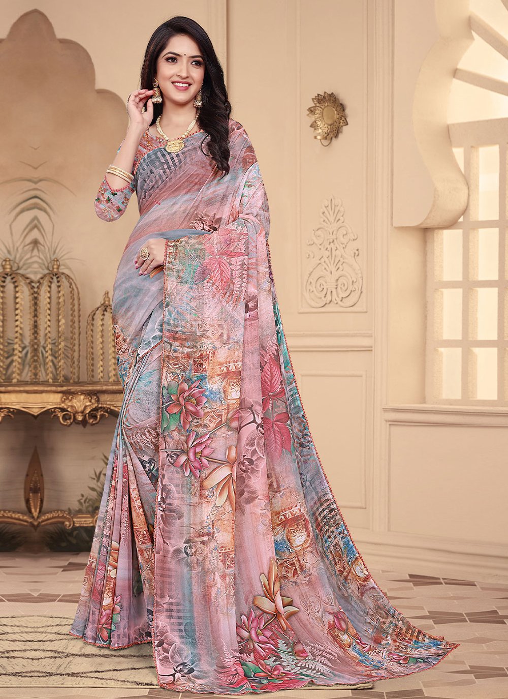Weight Less Trendy Saree in Multi Colour